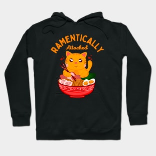 Ramentically Attached - Funny Kawaii Orange Cat Eating Ramen Noodles Hoodie